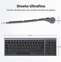 iClever BK10 Bluetooth Billentyűzet - Újratölthető, Ergonomikus, Teljes Méretű, 3 Eszköz Csatlakoztatás, Windows/Mac/iPad Kompatibilis, Szür 7