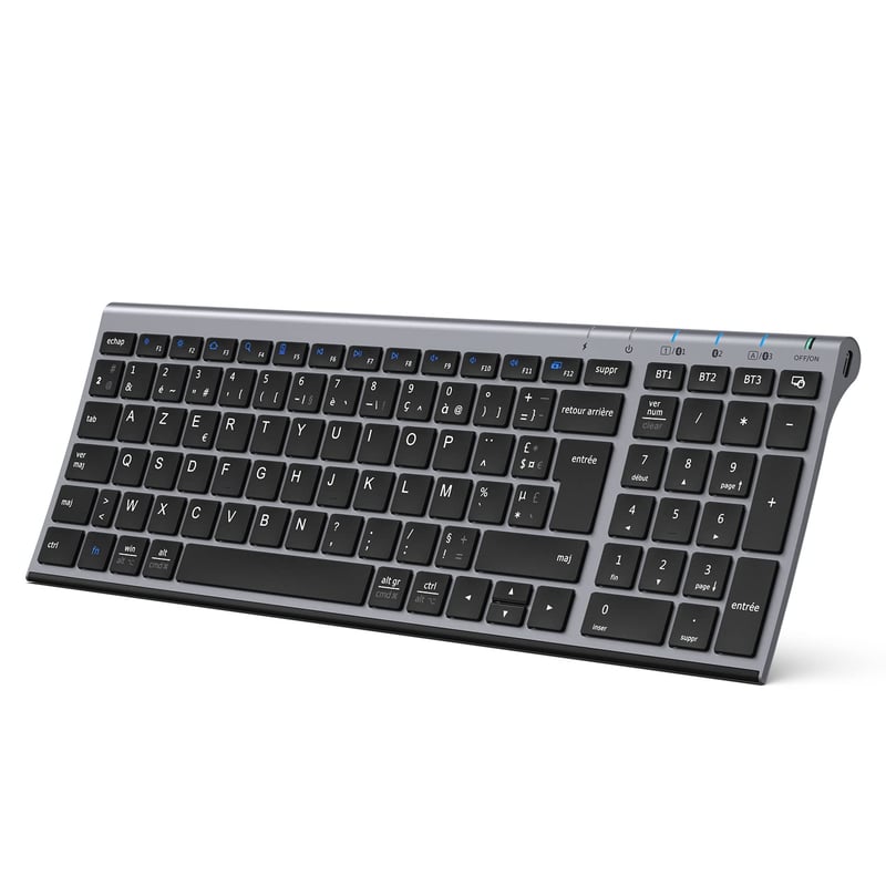 Bluetooth bezdrôtová klávesnica iClever BK10 - Univerzálna kompatibilita pre iOS/Android/Windows zariadenia, nízkoprofilové klávesy, F