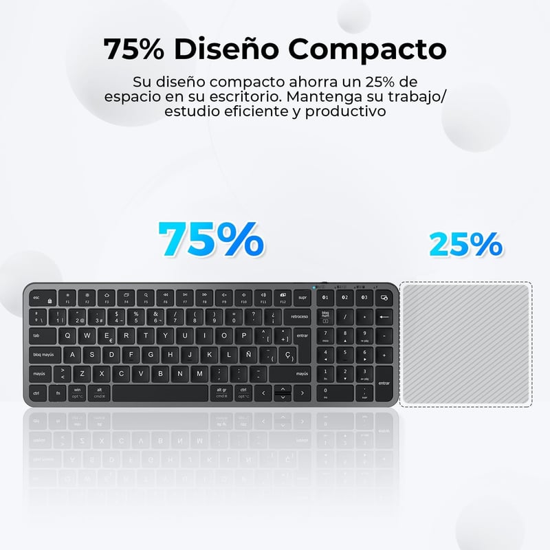 iClever BK20 Bluetooth Billentyűzet - Kompakt Vezeték Nélküli Numerikus Billentyűzet, 3 Eszköz Csatlakoztatás, USB-C Tölthető, MacBook, iPad