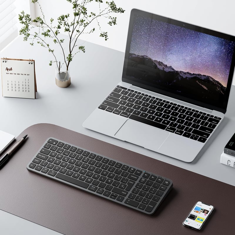 iClever BK20 Bluetooth Billentyűzet - Kompakt Vezeték Nélküli Numerikus Billentyűzet, 3 Eszköz Csatlakoztatás, USB-C Tölthető, MacBook, iPad