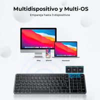 iClever BK20 Bluetooth Billentyűzet - Kompakt Vezeték Nélküli Numerikus Billentyűzet, 3 Eszköz Csatlakoztatás, USB-C Tölthető, MacBook, iPad 3