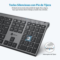 iClever BK23 Bluetooth Billentyűzet - Újratölthető, Teljes Méretű, Többeszközös, Szürke, Kompatibilis Windows/Mac/iOS/Android Rendszerekkel 4