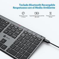 iClever BK23 Bluetooth Billentyűzet - Újratölthető, Teljes Méretű, Többeszközös, Szürke, Kompatibilis Windows/Mac/iOS/Android Rendszerekkel 3