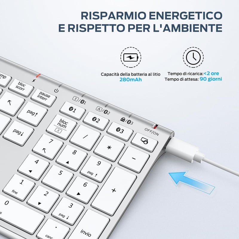 iClever BK23 Bluetooth Billentyűzet Vezeték Nélküli 3 Csatorna Ultraslim