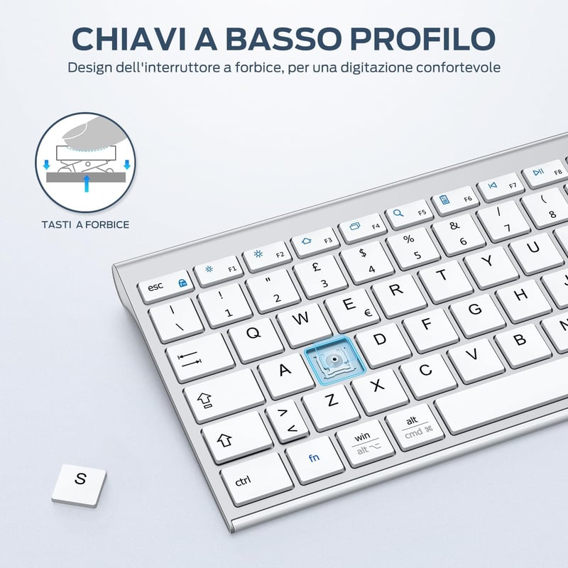 iClever BK23 Bluetooth Billentyűzet Vezeték Nélküli 3 Csatorna Ultraslim