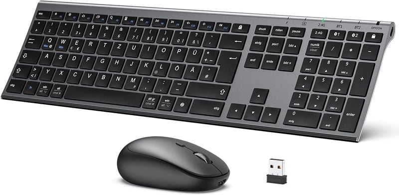 Set tastatură și mouse Bluetooth iClever, wireless, reîncărcabil, gri, QWERTZ