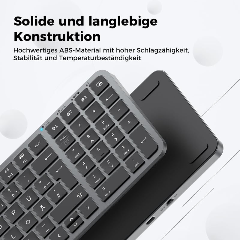 iClever Bluetooth Billentyűzet Mac/PC - Vezeték nélküli 3 eszköz kapcsoló QWERTZ