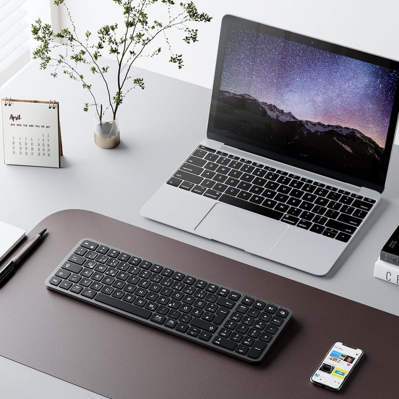 iClever Bluetooth Billentyűzet Mac/PC - Vezeték nélküli 3 eszköz kapcsoló QWERTZ