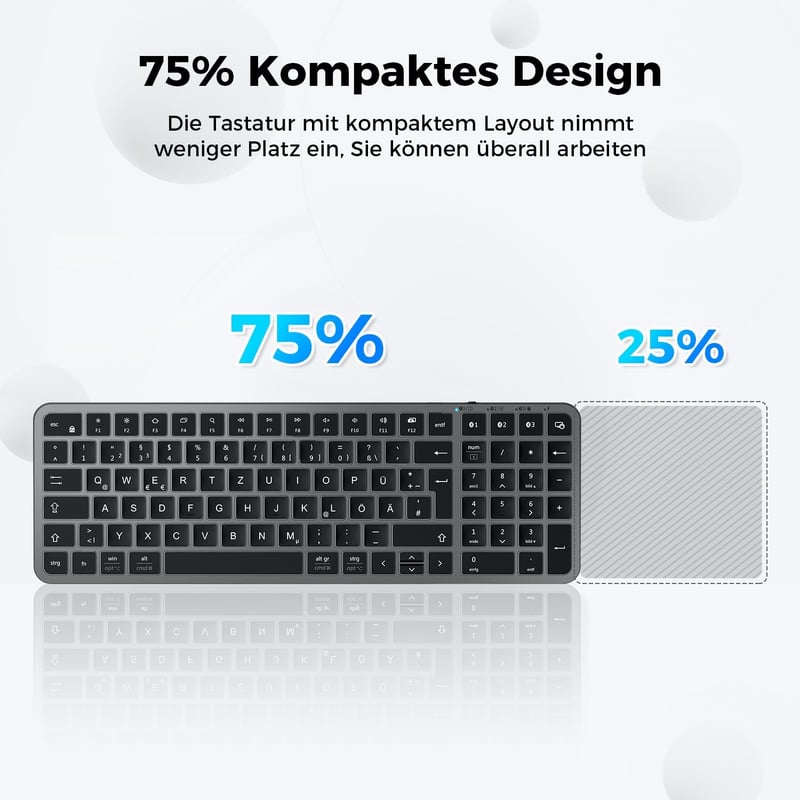 iClever Bluetooth Billentyűzet Mac/PC - Vezeték nélküli 3 eszköz kapcsoló QWERTZ