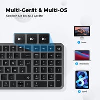 iClever Bluetooth Billentyűzet Mac/PC - Vezeték nélküli 3 eszköz kapcsoló QWERTZ 2
