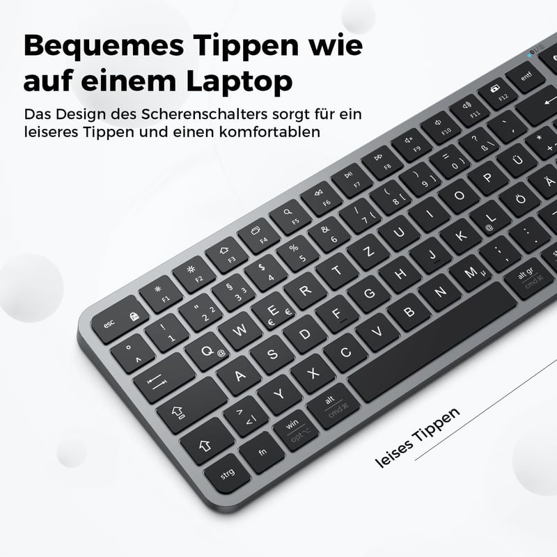 iClever Bluetooth Billentyűzet Mac/PC - Vezeték nélküli 3 eszköz kapcsoló QWERTZ