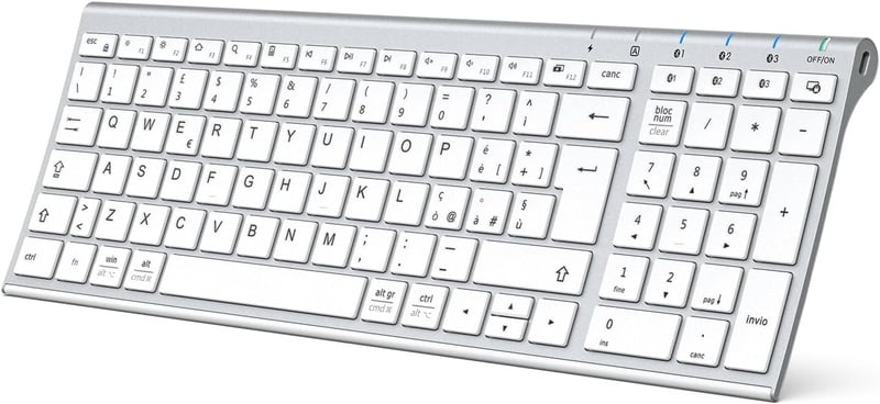 iClever Bluetooth Billentyűzet Numerikus Blokkkal, Ergonomikus Vezeték Nélküli Billentyűzet - silver