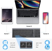 iClever Bluetooth Billentyűzet Vezeték Nélküli 3 Csatorna Újratölthető Grafitszürke QWERTZ 2