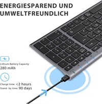 iClever Bluetooth Billentyűzet Vezeték Nélküli 3 Csatorna Újratölthető Grafitszürke QWERTZ 3