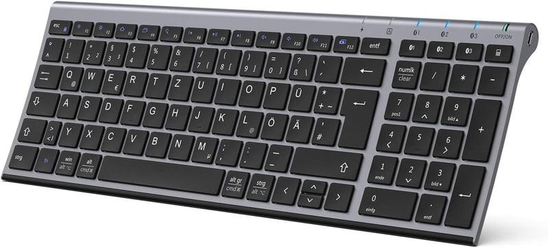 iClever Bluetooth Billentyűzet Vezeték Nélküli 3 Csatorna Újratölthető Grafitszürke QWERTZ
