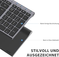 iClever Bluetooth Billentyűzet Vezeték Nélküli 3 Csatorna Újratölthető Grafitszürke QWERTZ 5