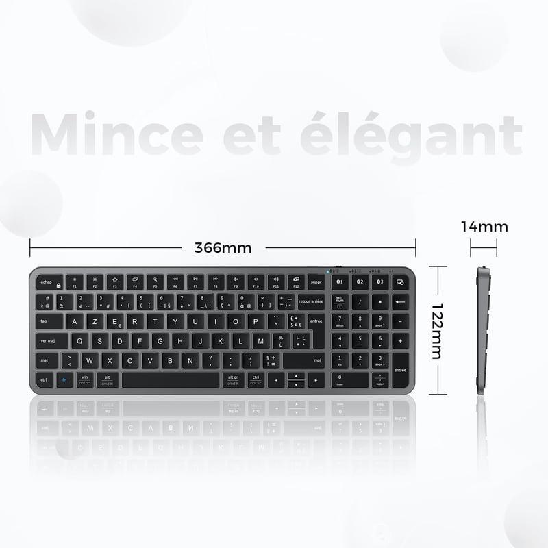 iClever Bluetooth Billentyűzet Vezeték Nélküli Újratölthető