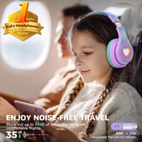 Detské Bluetooth slúchadlá iClever BTH24 s potlačením hluku a LED svetlom, 47 hodín prehrávania, rýchle nabíjanie typu C, obmedzenie hlasitosti 80 dB, na cesty 2