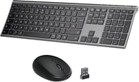 iClever DK03 Bluetooth/2.4G Vezeték Nélküli Billentyűzet és Egér Szett - Újratölthető, Ergonomikus, Vékony Alumínium Kialakítás, 3 Eszköz Cs 1