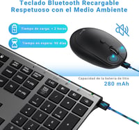 iClever DK03 Bluetooth/2.4G Vezeték Nélküli Billentyűzet és Egér Szett - Újratölthető, Ergonomikus, Vékony Alumínium Kialakítás, 3 Eszköz Cs 3