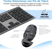 iClever DK03 Bluetooth/2.4G Vezeték Nélküli Billentyűzet és Egér Szett - Újratölthető, Ergonomikus, Vékony Alumínium Kialakítás, 3 Eszköz Cs 4