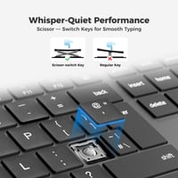 iClever DK06 Bluetooth billentyűzet, 4 eszközös többeszközös kapcsolat, teljes méretű vezeték nélküli billentyűzet numerikus billentyűzettel, USB-C újratölthető, csendes gépelés, Mac, Windows, laptop, 5