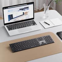 iClever DK06 Bluetooth billentyűzet, 4 eszközös többeszközös kapcsolat, teljes méretű vezeték nélküli billentyűzet numerikus billentyűzettel, USB-C újratölthető, csendes gépelés, Mac, Windows, laptop, 6