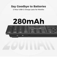 iClever DK06 Bluetooth billentyűzet, 4 eszközös többeszközös kapcsolat, teljes méretű vezeték nélküli billentyűzet numerikus billentyűzettel, USB-C újratölthető, csendes gépelés, Mac, Windows, laptop, 4