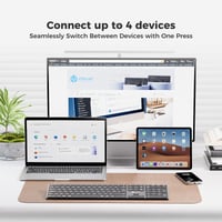 iClever DK06 Bluetooth billentyűzet, 4 eszközös többeszközös kapcsolat, teljes méretű vezeték nélküli billentyűzet numerikus billentyűzettel, USB-C újratölthető, csendes gépelés, Mac, Windows, laptop, 2