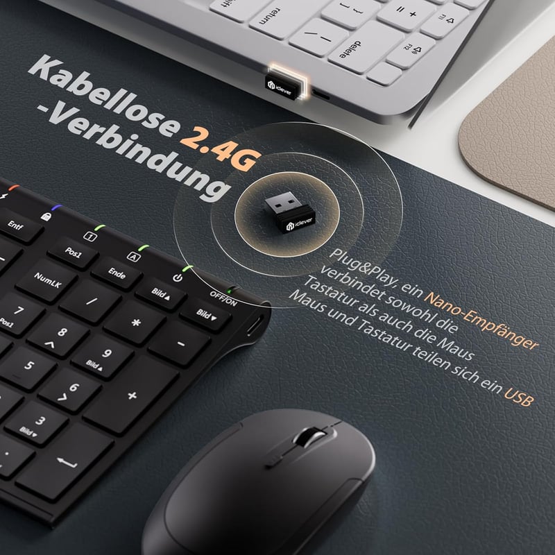 iClever GK03 2.4G Wireless Slim Billentyűzet Fekete