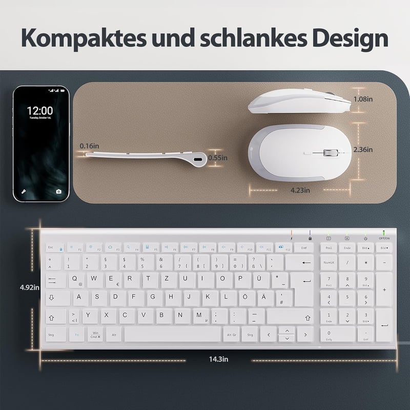 iClever GK03 2.4G Wireless Slim Fehér Billentyűzet