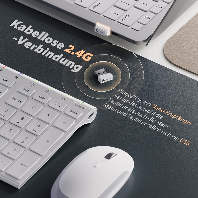 iClever GK03 2.4G Wireless Slim Fehér Billentyűzet