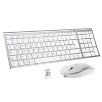 iClever GK03 Tenká bezdrôtová klávesnica, Strieborné hliníkové prevedenie, Technológia 2.4G, Dosah 10 m, Kompatibilná s Windows/Mac/iOS 1