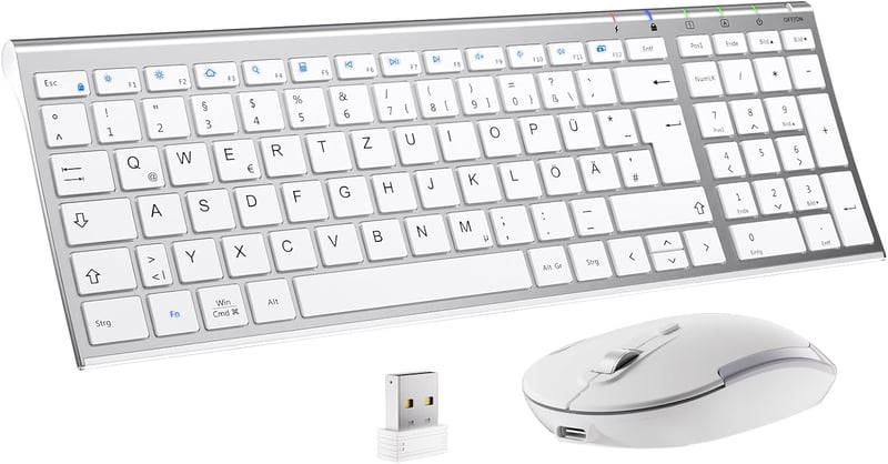 iClever GK03 Vékony Vezeték Nélküli Billentyűzet, Ezüst Alumínium Kivitel, 2.4G Technológia, 10m Hatótáv, Windows/Mac/iOS Kompatibilis - silver