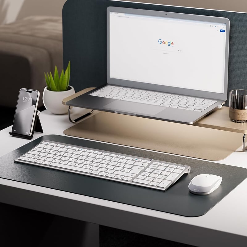 iClever GK03 Vékony Vezeték Nélküli Billentyűzet, Ezüst Alumínium Kivitel, 2.4G Technológia, 10m Hatótáv, Windows/Mac/iOS Kompatibilis - silver