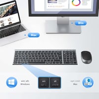 iClever GK03 Vezeték Nélküli Billentyűzet és Egér Szett - Újratölthető, Ergonomikus, Kompakt, Vékony Kialakítás, Stabil 2.4G Kapcsolat, Wind 3