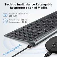 iClever GK03 Vezeték Nélküli Billentyűzet és Egér Szett - Újratölthető, Ergonomikus, Kompakt, Vékony Kialakítás, Stabil 2.4G Kapcsolat, Wind 4