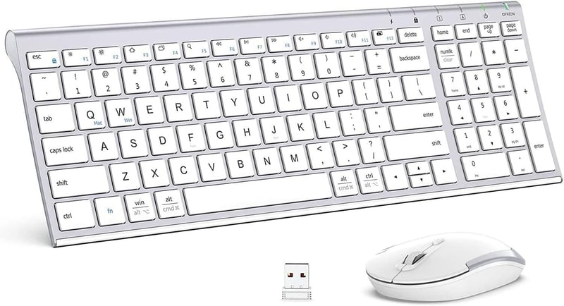 iClever GK03 Vezeték Nélküli Billentyűzet és Egér Szett - Újratölthető, Ergonomikus, Kompakt, Vékony Kialakítás, Stabil 2.4G Kapcsolat, Wind