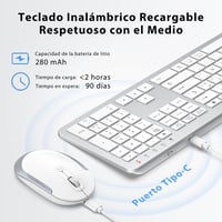 iClever GK08 Wireless Billentyűzet és Egér Szett - USB-C Töltős Ergonomikus Csend Teljes Méret 3