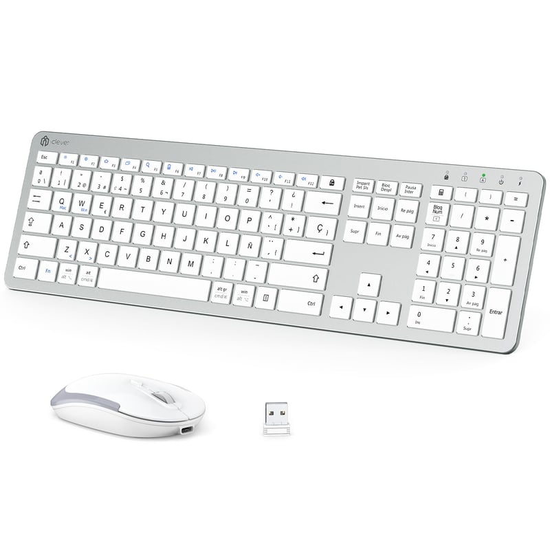 Bezdrôtová súprava klávesnice a myši iClever GK08 – Ergonomická, tichá, plnohodnotná, nabíjanie cez USB-C