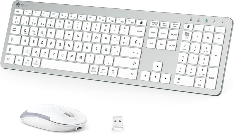 iClever GK08 Wireless Billentyűzet és Egér Szett - USB-C Töltős Ergonomikus Csend Teljes Méret