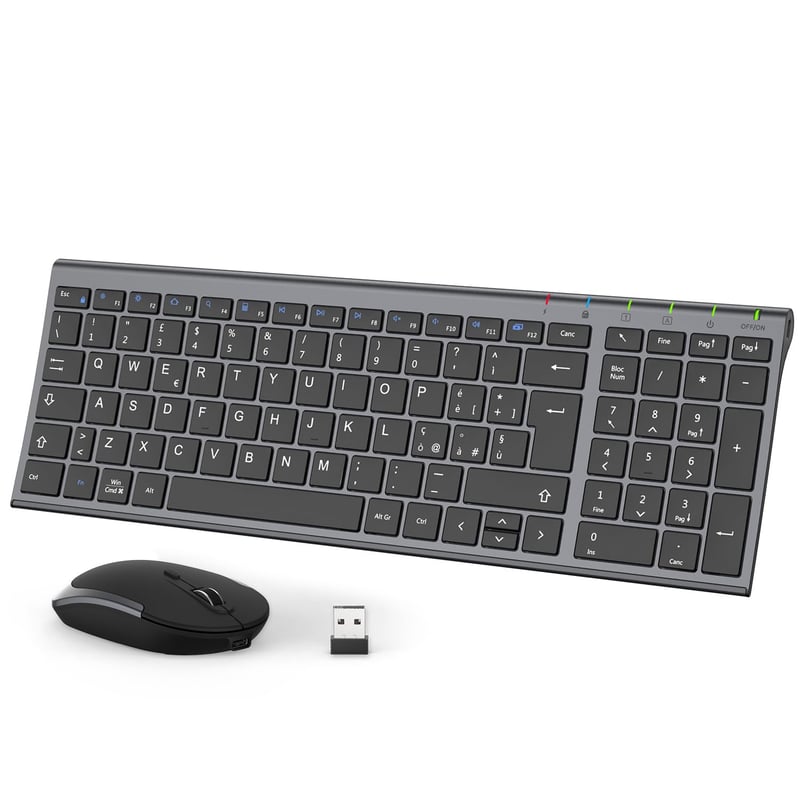 Bezdrôtová súprava klávesnice a myši iClever – ergonomická, nabíjateľná, nastaviteľné DPI