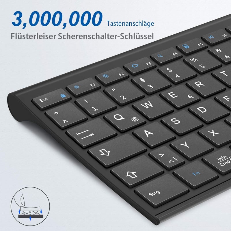 iClever Wireless Billentyűzet 2.4G Aluminium Slim QWERTZ Német Kiosztás PC Laptop