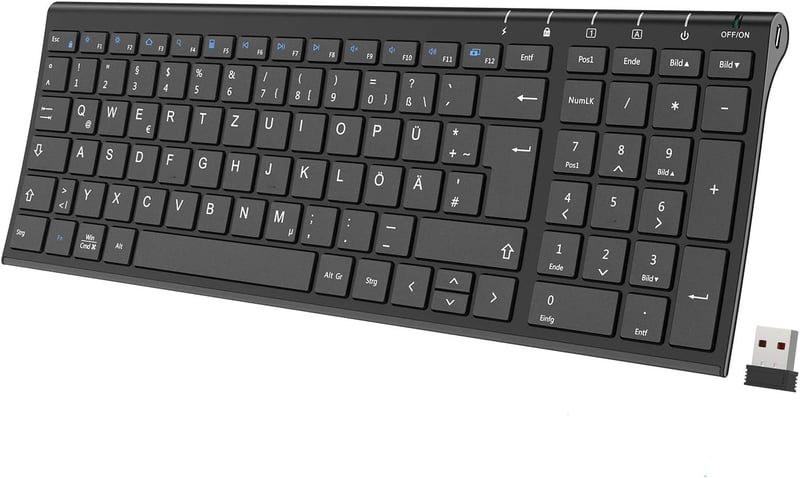 iClever Wireless Billentyűzet 2.4G Aluminium Slim QWERTZ Német Kiosztás PC Laptop