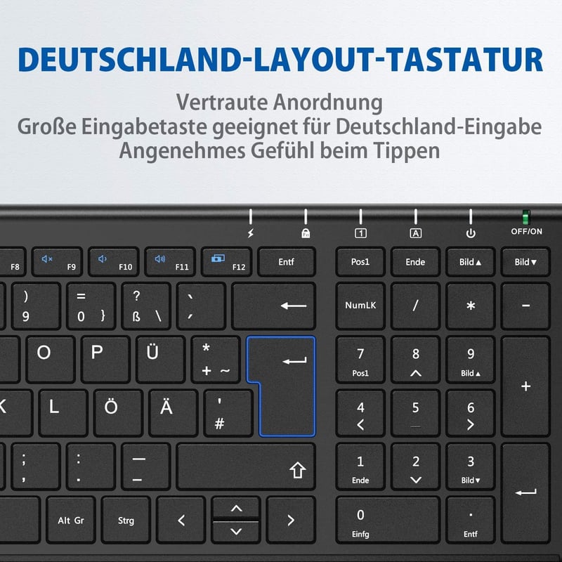 iClever Wireless Billentyűzet 2.4G Aluminium Slim QWERTZ Német Kiosztás PC Laptop