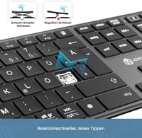 iClever Wireless Bluetooth Billentyűzet 3 Csatorna QWERTZ Újratölthető Mac Windows iOS 5