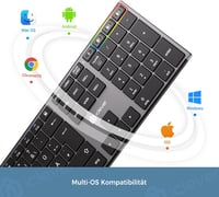 iClever Wireless Bluetooth Billentyűzet 3 Csatorna QWERTZ Újratölthető Mac Windows iOS 3