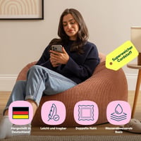 Sedací vak Icon Kingston Cord s výplňou – ružový, pohodlný látkový vak do obývačky 4