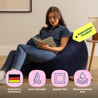 Icon Kingston kordbársony babzsák töltőanyaggal, kék színben - kényelmes ülőzsák nappaliba vagy gyerekszobába 4