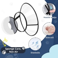 Guler de protecție moale pentru câini ICOYEA împotriva linsului, cu miez din spumă, transparent, guler de protecție postoperatoriu, gri, mărimea 7 2